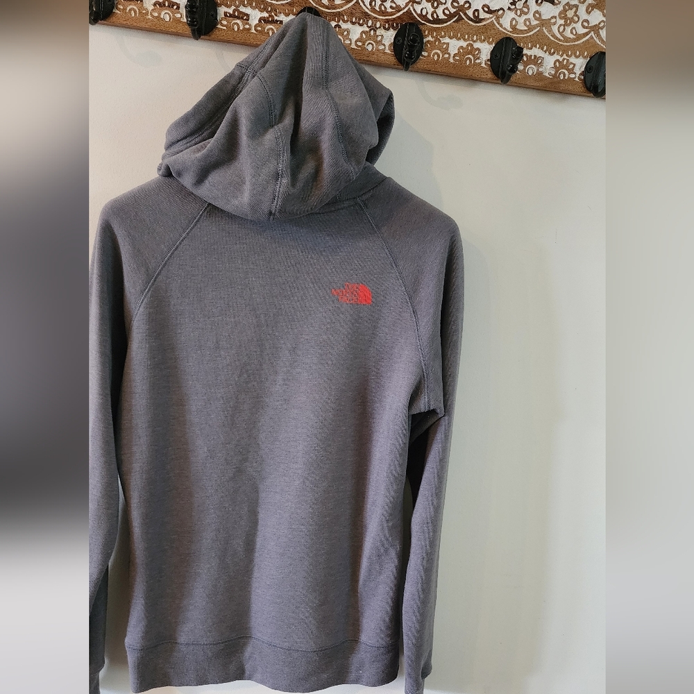 The North Face Hoodie Sweatshirt Womens Size M Gray and Orange Hiking Granola - Picture 5 of 7